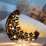Personalized Moon Stars Mirror Acrylic Color Changing LED Light with 1-8 Names Home Decor Birthday Mother's Day Gift for Family Kids