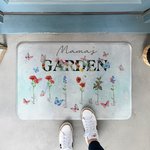Alfombra de puerta personalizada Mamá's Garden 1-8 Flores de nacimiento Nombres de mariposas Decoración del hogar Día de la madre Regalo de cumpleaños para mamá Abuela