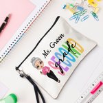 Sac cosmétique personnalisé avec nom et dragonne pour la journée des enseignants Cadeau d'appréciation pour la journée des enseignants