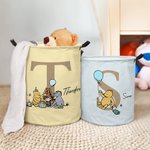 Personalized Classic Winnie the Pooh Initial Waterproof Laundry Storage Basket with Name and Handle Children's Day Birthday Gift for Kids