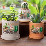 Personalized Know All the Dirt Floral Name Ceramic Planter Pot with Hole Drainage and Wooden Base Home Decor Mother's Day Gift for Mom Grandma