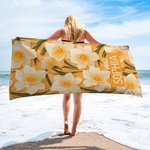 Personlig födelseblomma Snabbtorkande överdimensionerad mikrofiberstrandhandduk med namn Sommarresor Essentials Födelsedagspresent för familj Vänner