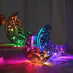 Personalized Moon Stars Mirror Acrylic Color Changing LED Light with 1-8 Names Home Decor Birthday Mother's Day Gift for Family Kids