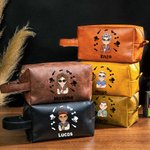 Trousse de Toilette en Cuir PU Personnalisée avec Design Élégant Dessin Animé et Nom Cadeau Anniversaire Fête des Pères pour Homme Papa
