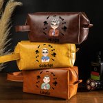 Trousse de Toilette en Cuir PU Personnalisée avec Design Élégant Dessin Animé et Nom Cadeau Anniversaire Fête des Pères pour Homme Papa