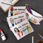 Sac cosmétique personnalisé avec nom et dragonne pour la journée des enseignants Cadeau d'appréciation pour la journée des enseignants