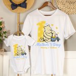 Personalized Classic Winnie the Pooh Honey Pig 100% Cotton T-shirt Baby Bodysuit with Name 1st Mother's Day Birthday Gift for Baby Mom