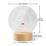 Personalisierte Herz Bär Familie Acryl LED-Nachtlicht mit hölzernen Basis und Text Home Decor Geburtstag Muttertag Vatertag Geschenk für Mama Papa Familie