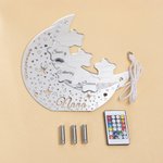 Personalized Moon Stars Mirror Acrylic Color Changing LED Light with 1-8 Names Home Decor Birthday Mother's Day Gift for Family Kids