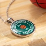 Personalized Basketball Necklace with Name Number Dainty Jewelry Game Day Birthday Gift for Basketball Mom Player