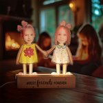 Gepersonaliseerd kinderfoto's Beste vrienden voor altijd LED-nachtlampje met houten basis Home Decor Vriendschap Verjaardagscadeau voor jongens meisjes