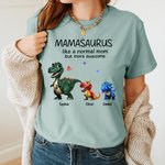 Personalized Multicolor Cute 3D Dinosaur Design Soft Crewneck T-shirt Sweatshirt with 1-12 Names Birthday Mother's Day Gift for Mom Grandma
