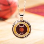 Personalized Basketball Necklace with Name Number Dainty Jewelry Game Day Birthday Gift for Basketball Mom Player
