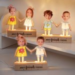 Gepersonaliseerd kinderfoto's Beste vrienden voor altijd LED-nachtlampje met houten basis Home Decor Vriendschap Verjaardagscadeau voor jongens meisjes
