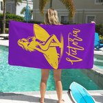 Personalisierte Multicolor Ozean Surfen Charakter Design überdimensioniert schnell trocknen Strand Handtuch mit Namen Strand Pool Party Geburtstagsgeschenk für Surfen Enthusiasten