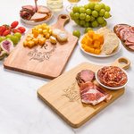 Personalised Wreath Initial Wood Reversible Cheese Charcuterie Chopping Board with Name and Grip Wedding Housewarming Gift for Family Couple