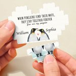 Personalised You're My Penguin Heart-shaped Building Brick Puzzles Valentine's Day Anniversary Gift for Couple