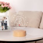 Personalisierte Herz Bär Familie Acryl LED-Nachtlicht mit hölzernen Basis und Text Home Decor Geburtstag Muttertag Vatertag Geschenk für Mama Papa Familie