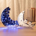 Personalized Moon Stars Mirror Acrylic Color Changing LED Light with 1-8 Names Home Decor Birthday Mother's Day Gift for Family Kids