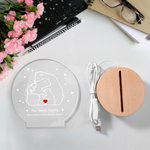 Personalisierte Herz Bär Familie Acryl LED-Nachtlicht mit hölzernen Basis und Text Home Decor Geburtstag Muttertag Vatertag Geschenk für Mama Papa Familie