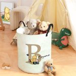 Personalized Classic Winnie the Pooh Initial Waterproof Laundry Storage Basket with Name and Handle Children's Day Birthday Gift for Kids