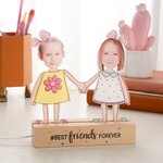 Gepersonaliseerd kinderfoto's Beste vrienden voor altijd LED-nachtlampje met houten basis Home Decor Vriendschap Verjaardagscadeau voor jongens meisjes