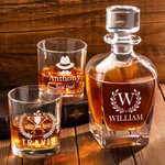 Personalizado grabado Golf Nombre Inicial Old Fashioned vasos de whisky a juego decantador de vidrio Cumpleaños Boda Aniversario de regalo para los hombres