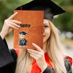 Personalised Cartoon Graduation Bear 3D Bubble Name A5 Leather Notebook Cover with Storage Pocket Birthday Graduation Gift for Class of 2025 Graduates