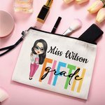 Sac cosmétique personnalisé avec nom et dragonne pour la journée des enseignants Cadeau d'appréciation pour la journée des enseignants