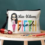 Sac cosmétique personnalisé avec nom et dragonne pour la journée des enseignants Cadeau d'appréciation pour la journée des enseignants