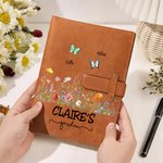 Personalisierte 1-10 Schmetterlinge A5 Skizzenbuch Notebook Lederabdeckung mit Lagerung Tasche Muttertag Geschenk für Frauen