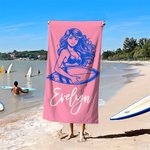 Personalisierte Multicolor Ozean Surfen Charakter Design überdimensioniert schnell trocknen Strand Handtuch mit Namen Strand Pool Party Geburtstagsgeschenk für Surfen Enthusiasten