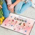 Alfombra de puerta personalizada Mamá's Garden 1-8 Flores de nacimiento Nombres de mariposas Decoración del hogar Día de la madre Regalo de cumpleaños para mamá Abuela