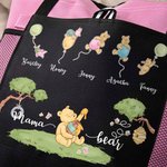 Spersonalizowana torba Mama Bear Classic Winnie the Pooh Oxford z 1-5 imionami i kieszeniami z siatki Urodziny Dzień Matki Prezent dla Mamy Babci