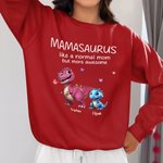Personalized Multicolor Cute 3D Dinosaur Design Soft Crewneck T-shirt Sweatshirt with 1-12 Names Birthday Mother's Day Gift for Mom Grandma
