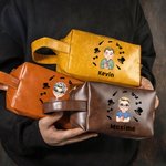 Trousse de Toilette en Cuir PU Personnalisée avec Design Élégant Dessin Animé et Nom Cadeau Anniversaire Fête des Pères pour Homme Papa
