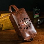 Trousse de Toilette en Cuir PU Personnalisée avec Design Élégant Dessin Animé et Nom Cadeau Anniversaire Fête des Pères pour Homme Papa