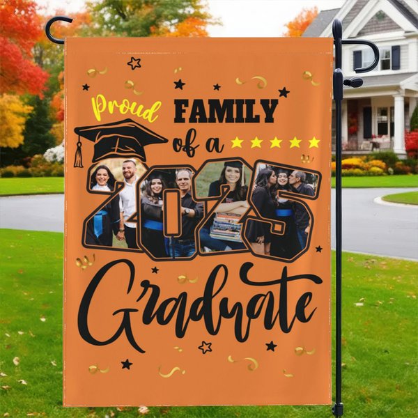 Bandiera da giardino personalizzata multicolore 2025 Graduation 4 foto con nome Graduation Party Decor Regalo per laureati