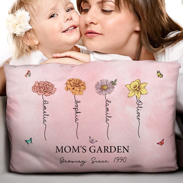 Personalisierte 1-12 Geburt Blumen Garten Throw Kissenbezug mit Namen Multicolor Home Decor Muttertag Housewarming Geschenk für Oma Mom