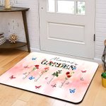 Alfombra de puerta personalizada Mamá's Garden 1-8 Flores de nacimiento Nombres de mariposas Decoración del hogar Día de la madre Regalo de cumpleaños para mamá Abuela