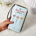 Personalisierte Mom's Garden Geburt Blume Lederhandtasche Brieftasche mit mehreren Fächern und 1-12 Namen Muttertag Geburtstag Geschenk für Mama Oma