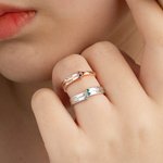 Personalized 1-8 Birthstones Ring with Engraved Name Dainty Women Jewelry Birthday Mother's Day Gift for Mom Grandma