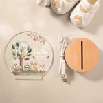 Personalised Cute Fox Deer Turtle Forest Animal LED Night Light with Name and Wooden Base Nursery Decor Birthday Baby Shower Gift for Kids