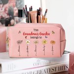 Neceser de maquillaje de piel personalizado con flor de nacimiento y nombre Regalo de viaje portátil para ella en el Día de la Madre