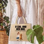 Personalisierte unzerbrechliche Bindung 3D Cartoon Design Jute Tasche mit Namen Tote Bag Reisezubehör Geburtstagsgeschenk für Hundehalter