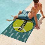 Personalized Basketball Volleyball Football Quick Dry Oversized Microfiber Beach Towel with Name and Number Travel Essential Holiday Gift for Kids