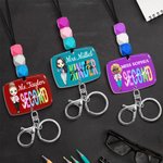 Personlig søt tegneserie lærer justerbar nøkkelbånd med silikonperler og nøkkelring for ID-badges og nøkler Lærerens dag Bursdagsgave til lærere