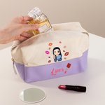 Personalisierte Mode Cartoon Figur Kosmetiktasche mit Namen Lippenabdruck Design Reise Urlaub Essentials Damen Geschenk zum Geburtstag