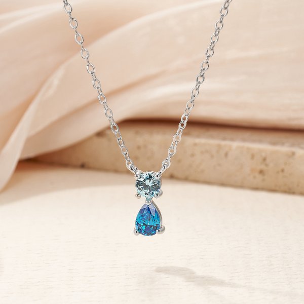 Personalised Dainty Teardrop Birthstone Necklace Charming Jewellery Birthday Anniversary Mother's Day Gift for Women
