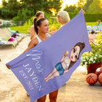 Personalizada Multicolor Sr. Sra. Personaje de dibujos animados de secado rápido de gran tamaño Toalla de playa con nombre Luna de miel Fiesta de boda Regalo para la novia Novio